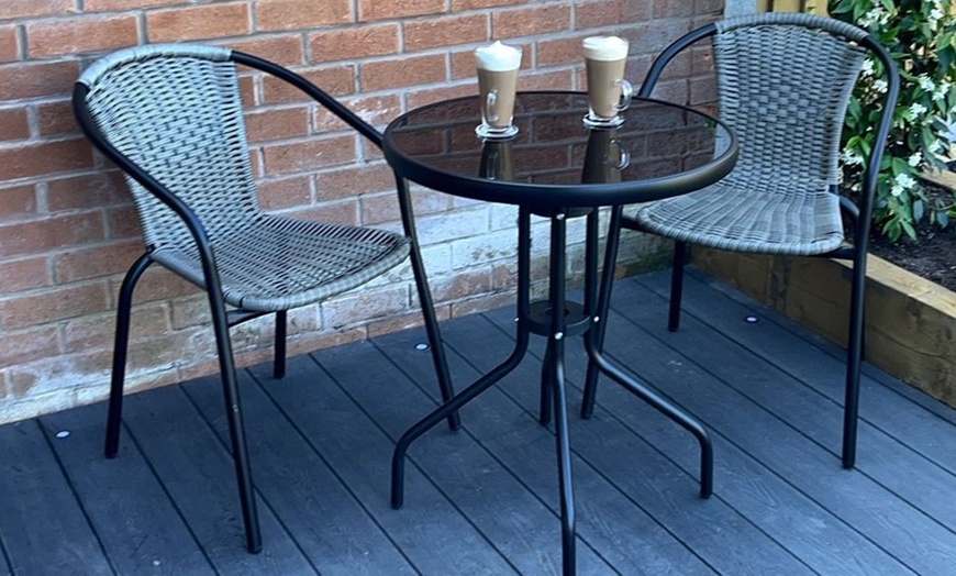 Image 3: Bolero Two-Seater Modern Rattan-Effect Bistro Set