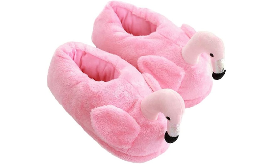 Image 4: Flamingo Plush Slippers