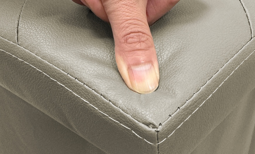 Image 12: Soft Upholstered Pouf with Hidden Storage