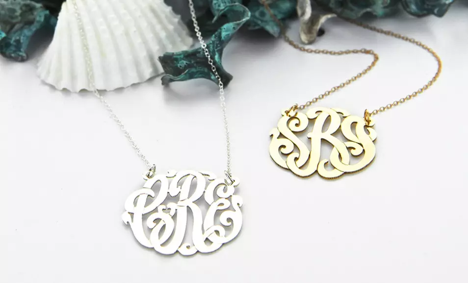 Handmade Gold-Plated or Sterling Silver Monogram Necklaces from Monogram Online (Up to 62% Off). Free Shipping. - Primary Image