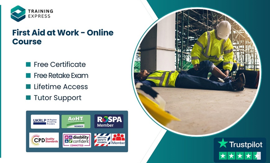 Image 1: First Aid at Work - Online Course or Lifetime Membership to 2500+ Courses at Training Express