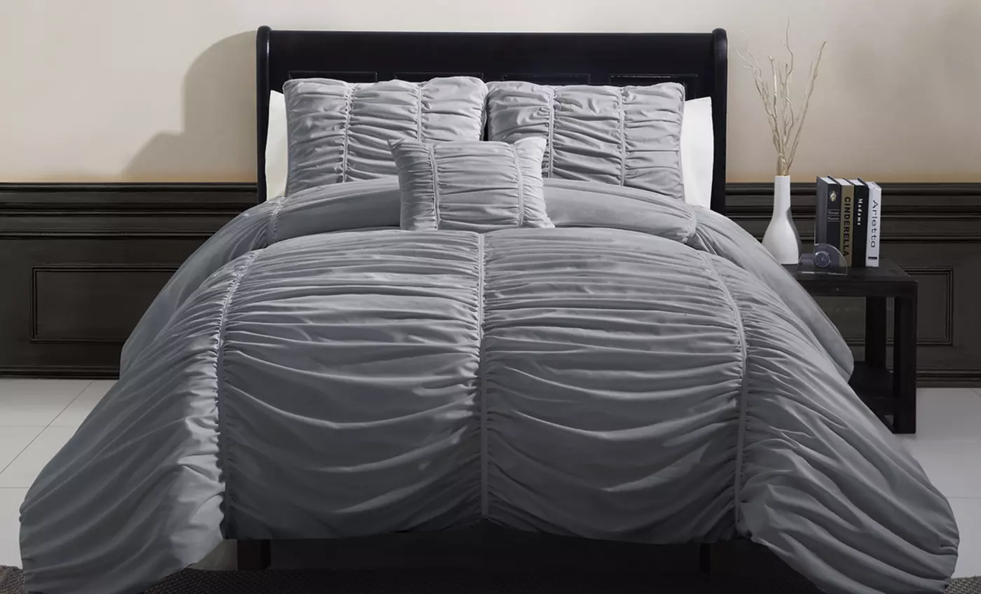 4 Piece Embroidered and Embellished Comforter Set - Primary Image