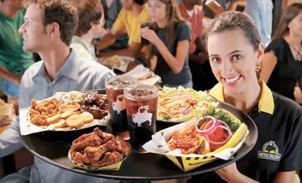 $7 for $15 Worth of Wings, Burgers, Ribs, and Wraps at Buffalo Wild Wings. Eight Locations Available. - Primary Image