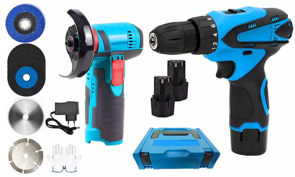 Akku-Bohr- und Schleifset mit 18-V-Betrieb