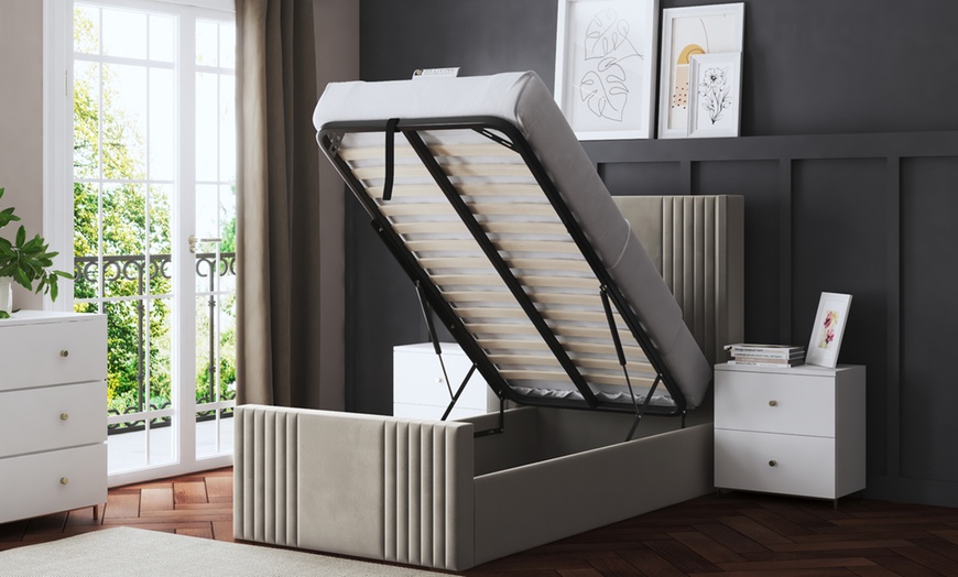 Image 5: DS Living Elara Winged Panel Bed With Ottoman Gas Lift
