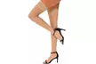Women Thigh High Stockings Lace Top Stay Up Silky Semi Sheer Pantyhose - Second Medium