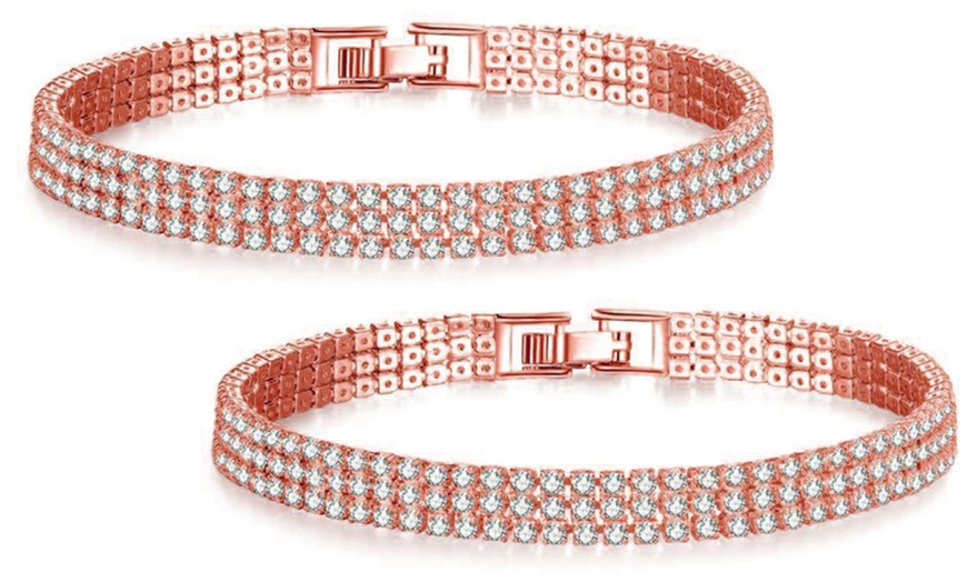 Image 9: Three-Row Pave Bracelet Made with Crystals from Swarovski®