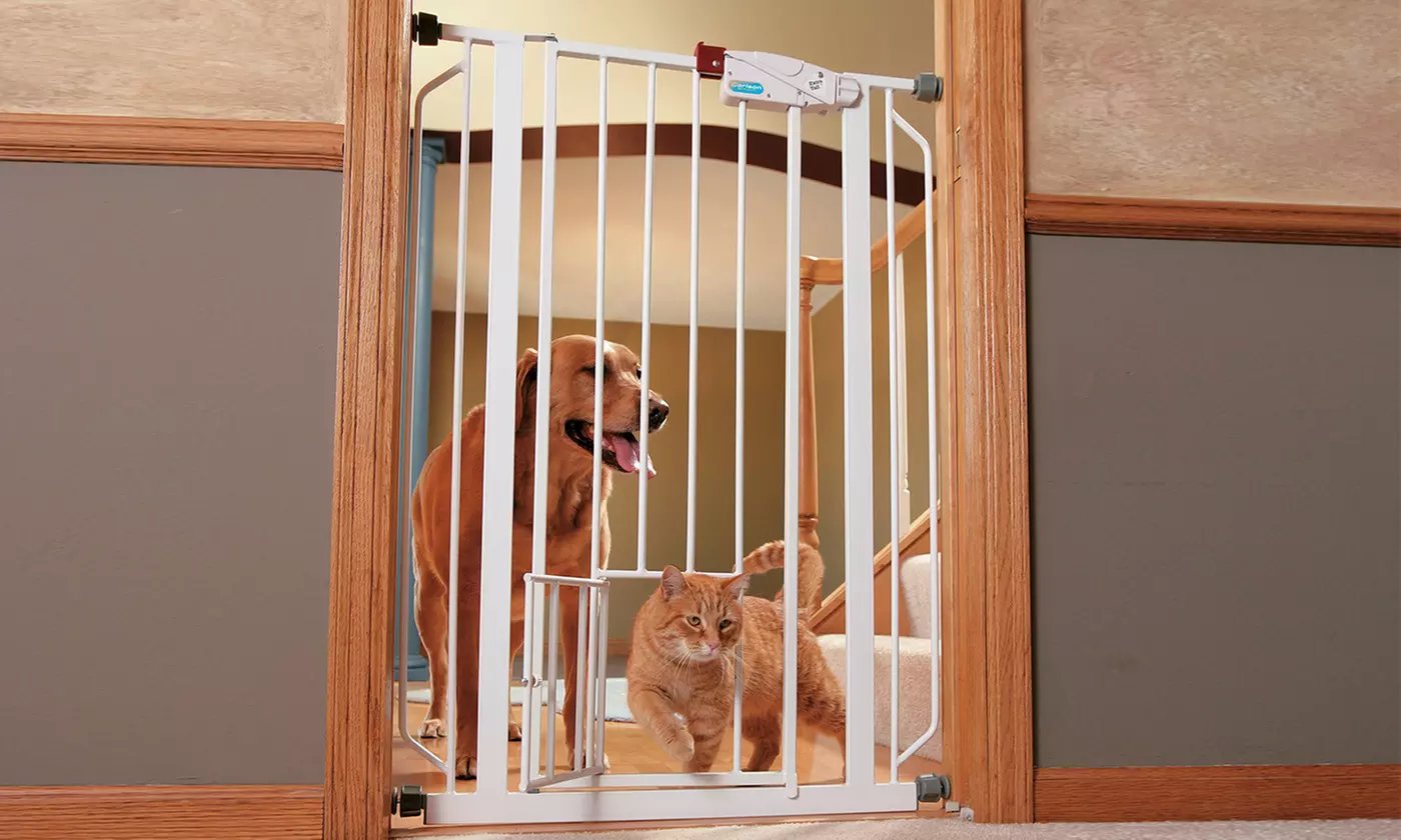 Extra Tall Walk-Through Pet Gate with a Small Swing Door - Primary Image