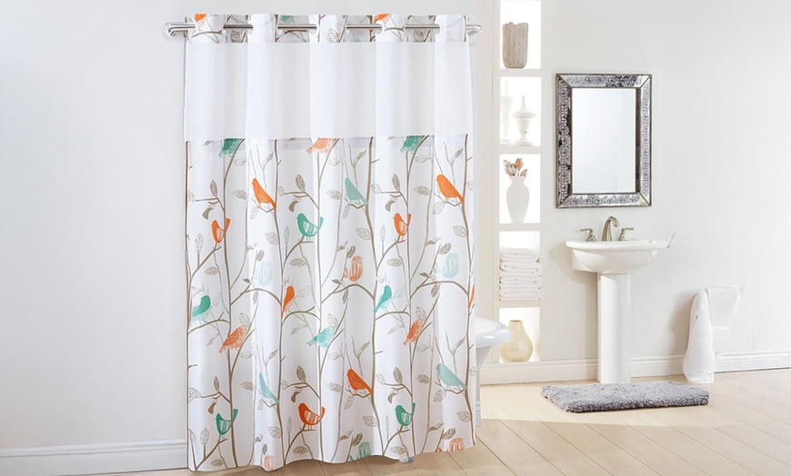 Image 21: Clearance Hookless Quick-Fit Shower Curtain