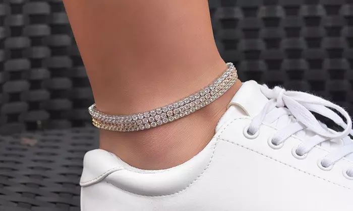 Cubic Zirconia Prong Ankle Bracelet 