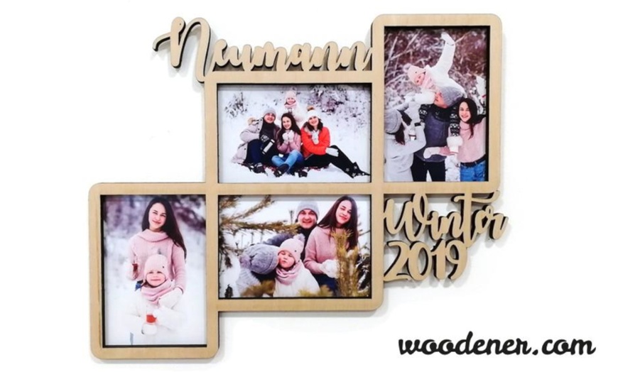 Image 1: Personalisierbarer Fotorahmen mit Namen oder Text aus Holz