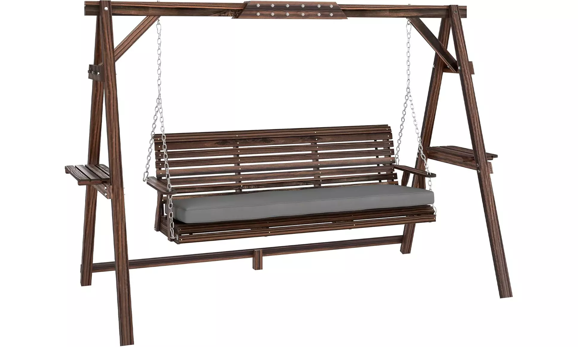 Outsunny 3-Seater Garden Swing Chair; Metal or Wooden Frame