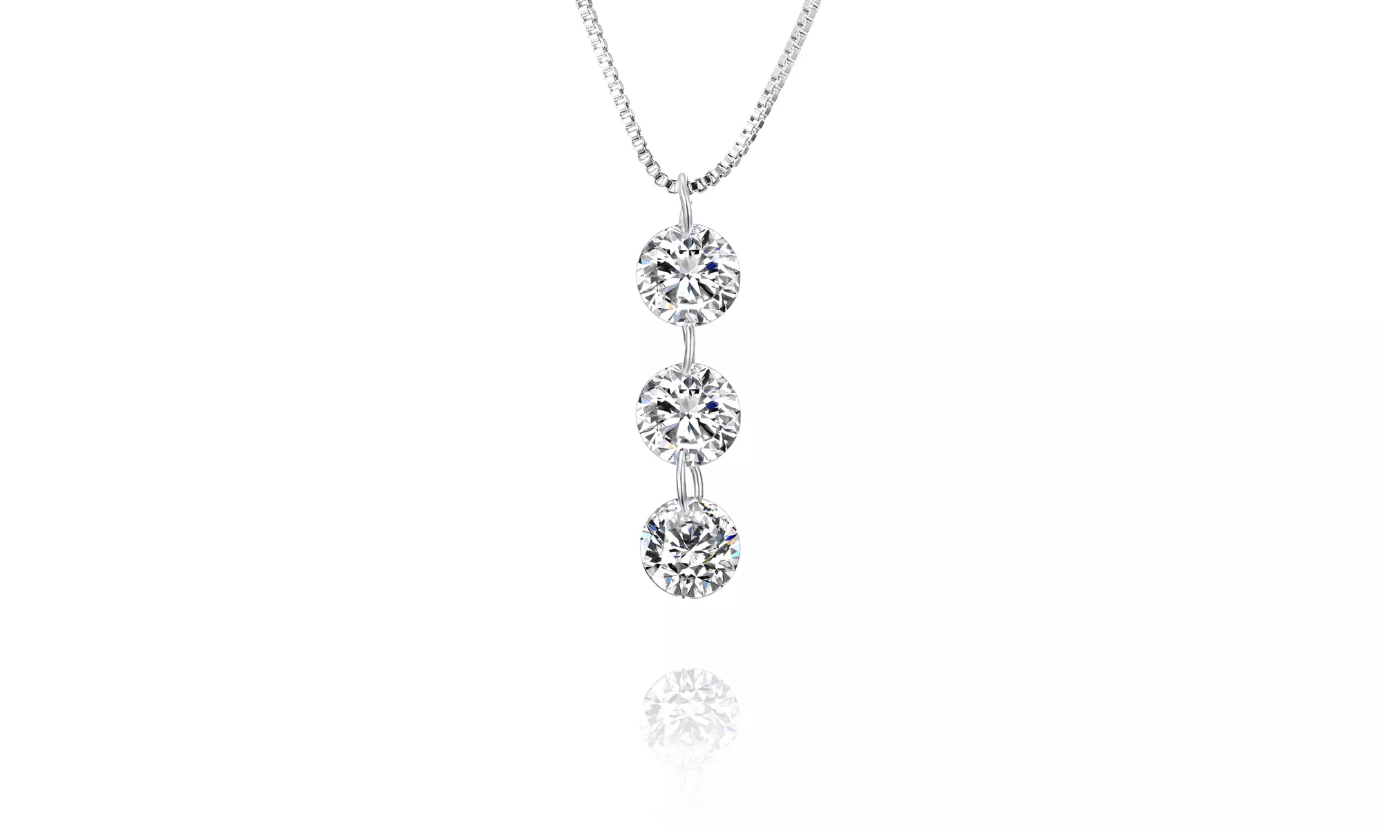3.00 CTTW Drill Necklace with Swarovski Elements Crystals in 18K White Gold - Primary Image