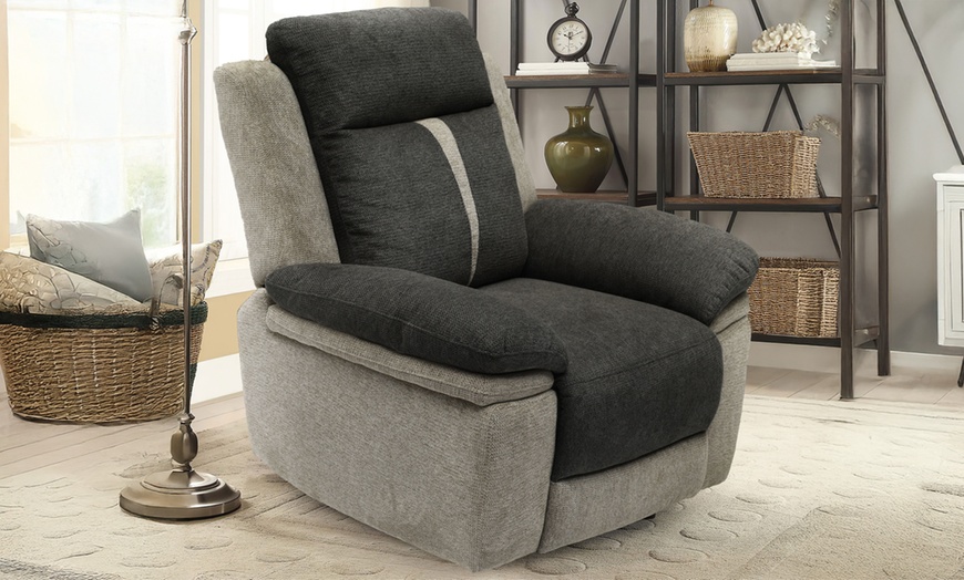 Image 2: Cologne Fabric Manual Recliner Sofa Set 