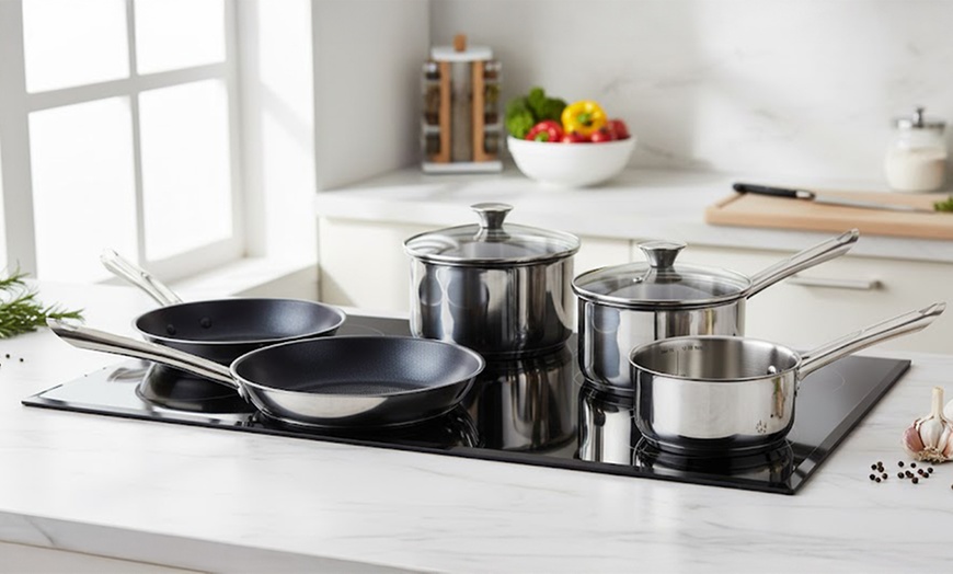 Image 3: Tefal Elementary 5-Piece Stainless Steel Cookware Set