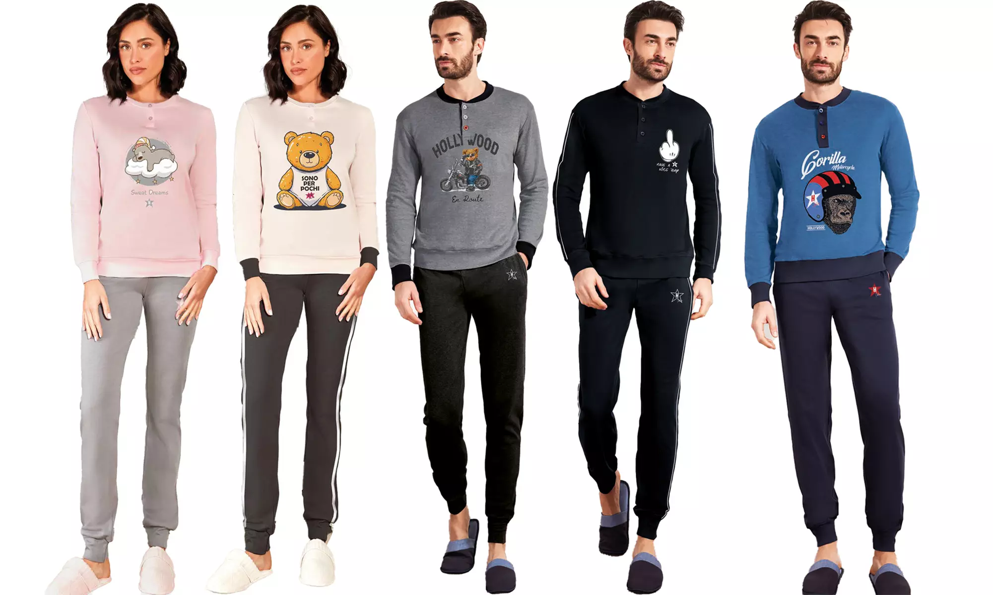 Pyjama Hollywood Milano pour homme ou femme, coloris et taille au choix - Primary Image