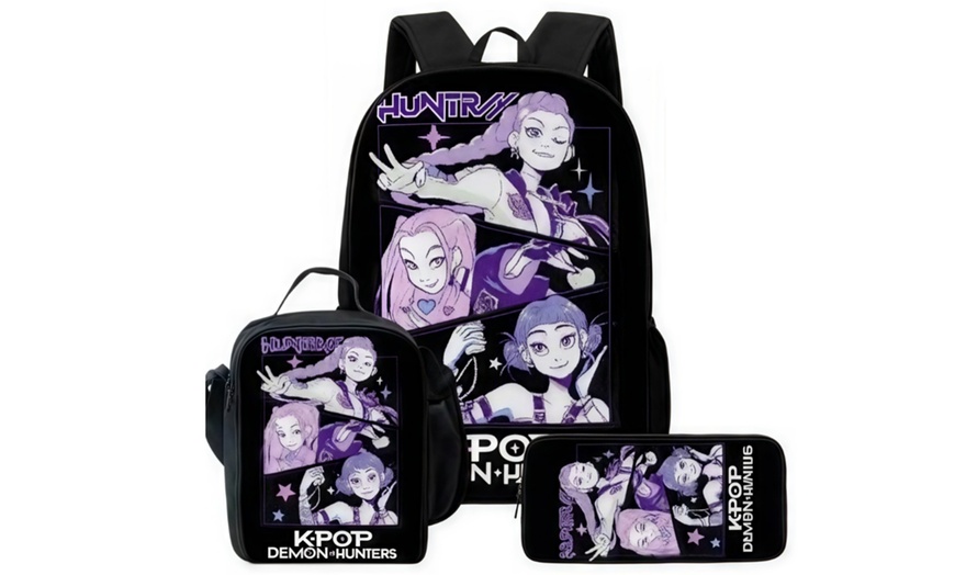 Image 7: KPop Demon Hunters Inspired Backpack Set 