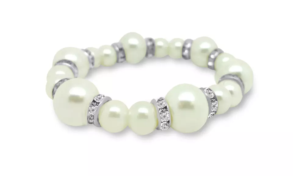 Three-Piece Faux Pearl Jewelry Set with Swarovski Elements - Second Medium