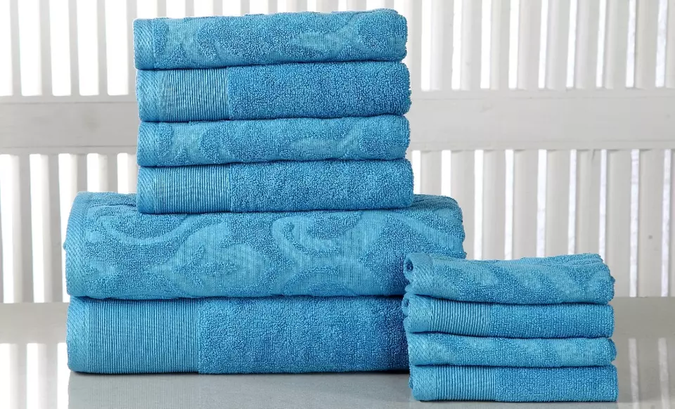 100% Egyptian Cotton Jacquard Towel Set (10-Piece) - Primary Image