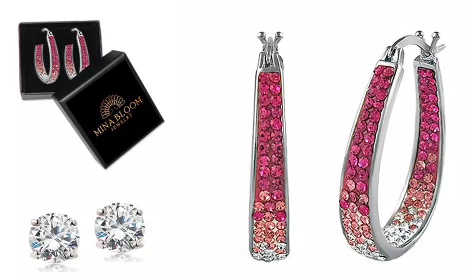 Inside Out Hoops With Free 2.00 CTTW Studs With Crystals From Swarovski 