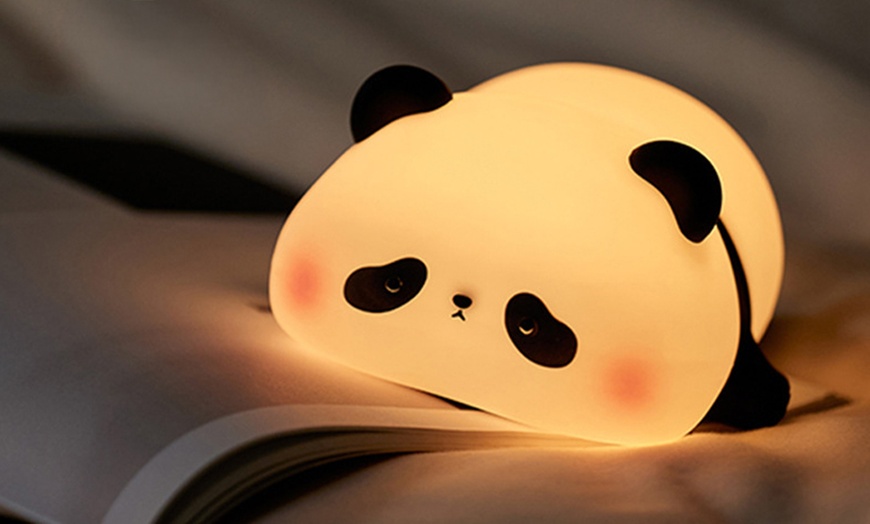 Image 4: Panda-Shaped Night Light, Soft Silicone with Adjustable Brightness