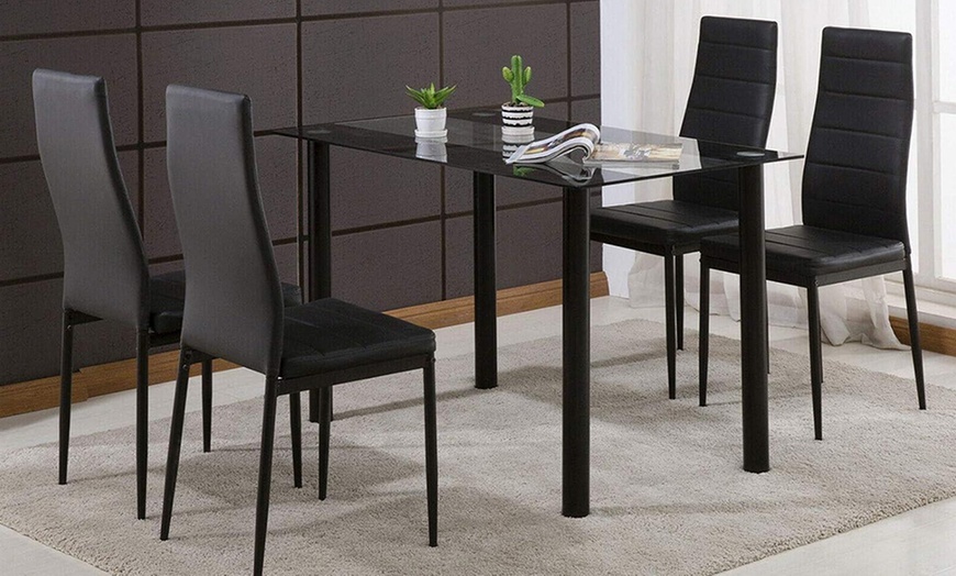 Image 29: Glass Dining Table Set with Chair Options