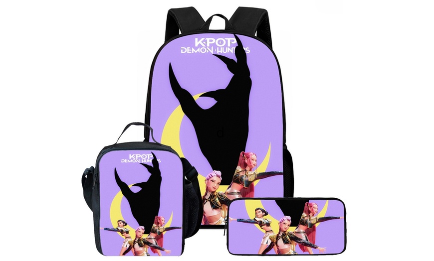 Image 5: KPop Demon Hunters Inspired Backpack Set 