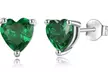Solid Sterling Silver Created Gemstone Heart Stud Earrings - Emerald, Ruby, Black Topaz & More - Second Medium