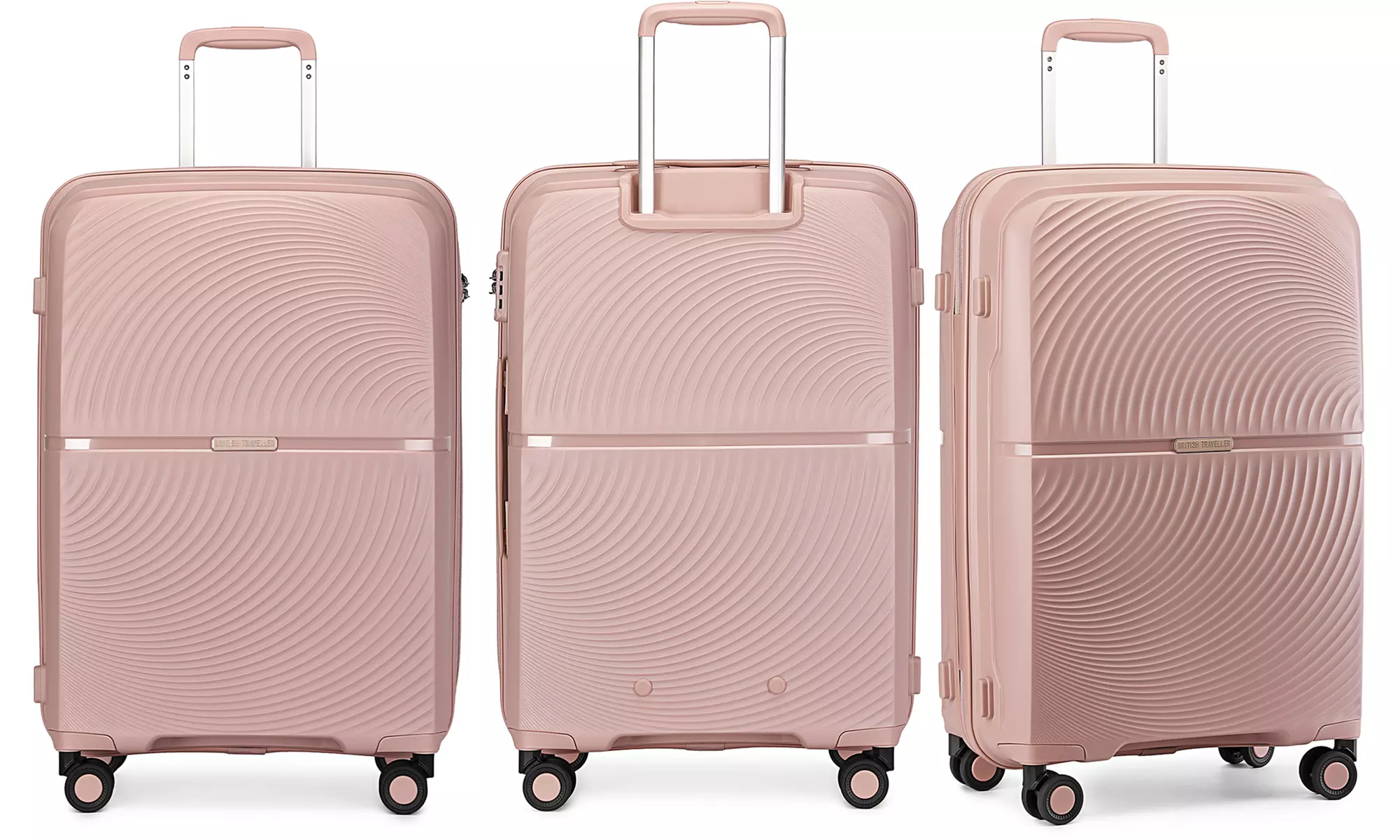 Maleta de ruedas rígida British Traveller con diseño ondulado