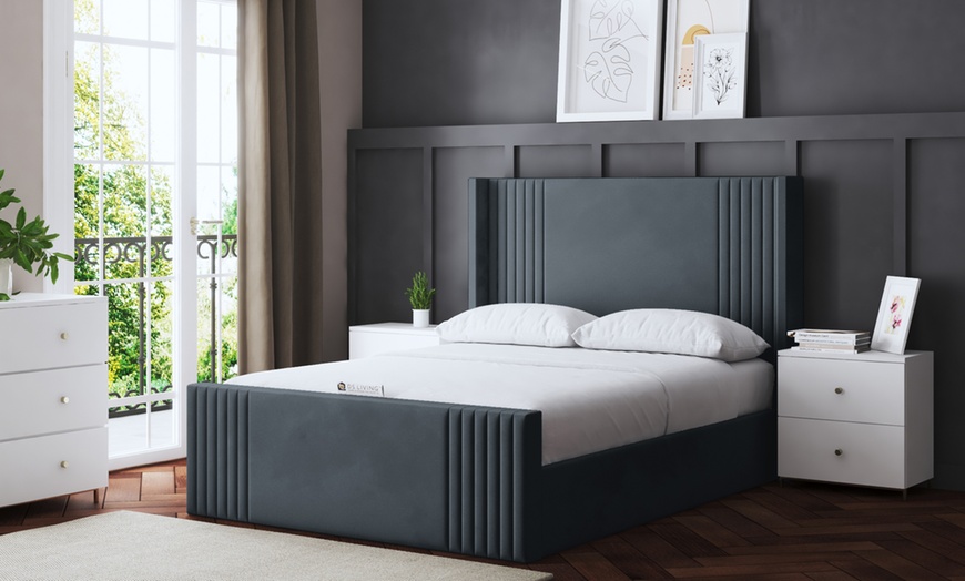 Image 30: DS Living Elara Winged Panel Bed With Ottoman Gas Lift