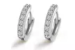 Sterling Silver or Rose Gold Genuine Crystal Huggie Hoop Earring - Second Medium