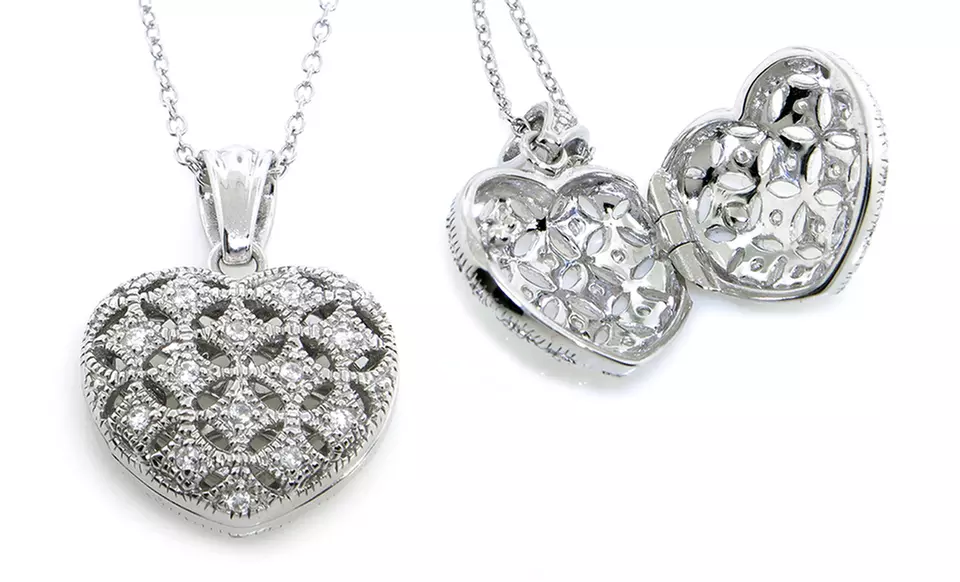 Sterling Silver Heart Locket. Multiple Designs Available. Free Returns. - Second Medium