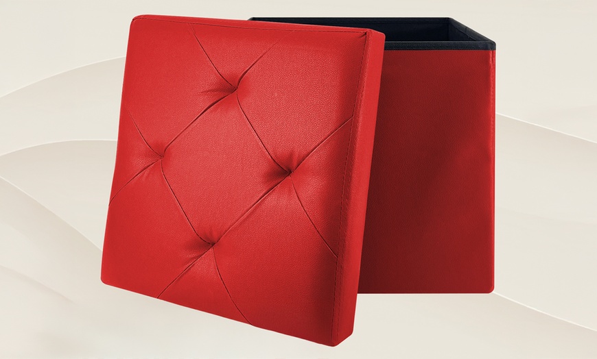 Image 11: Pouf carré en simili cuir avec espace de rangement