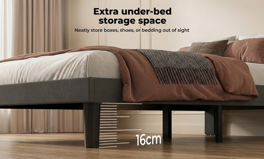 Image 9: Levede Minimalist Upholstered Bed Frame Collection