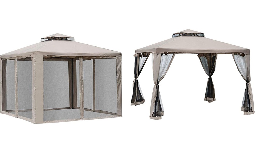 Image 3: Outsunny 3m x 3m Gazebo with Net Curtains, Stylish Metal Design