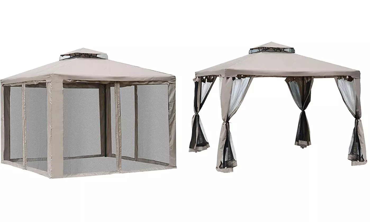 Outsunny 3m x 3m Gazebo with Net Curtains, Stylish Metal Design