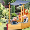 Image 1: Outsunny Kid's Wooden Sand Pit