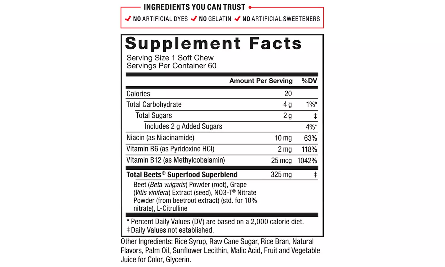 Force Factor Total Beets Concentrated Beet Root Soft Chews, Circulation Support