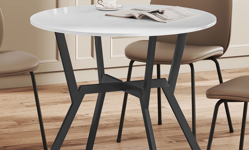 Image 12: Small Kitchen Table with Black Steel Legs, Dining Table