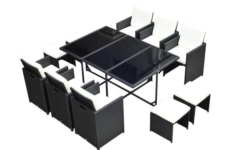 Image 4: Outsunny Cubed 11-Piece Rattan-Effect Garden Furniture Set