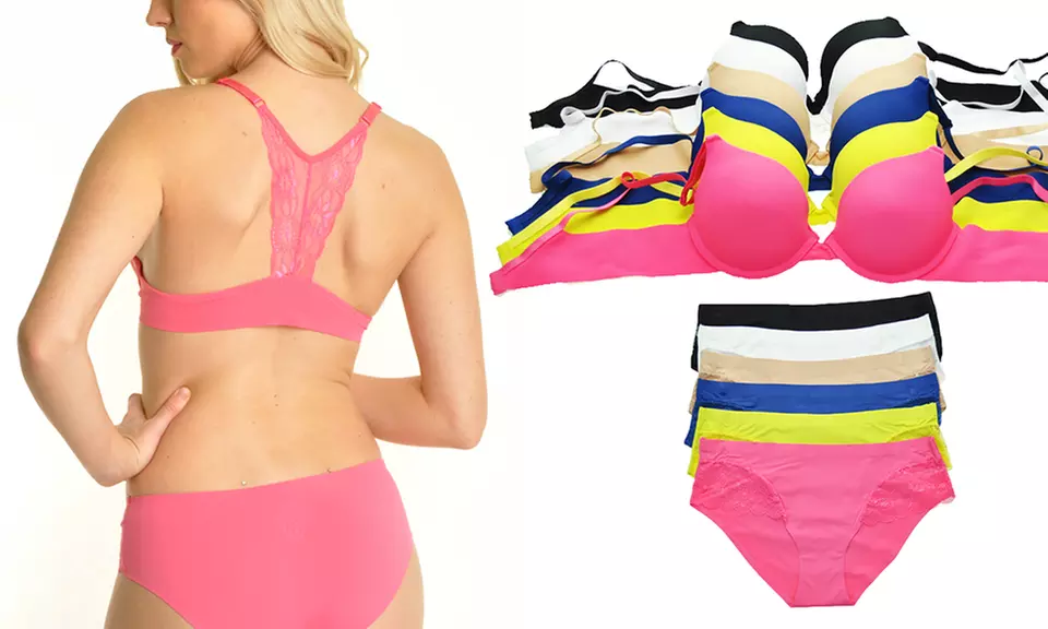 Angelina Laser-Cut Push-Up Bras or Lace Decor Panties (6-Pack) - Primary Image