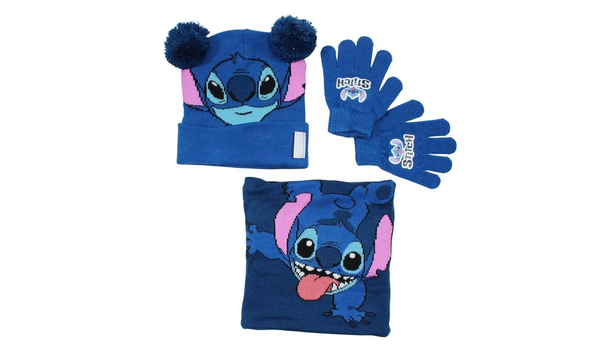 Image 10: Ensemble bonnet, gant, tour de cou Lilo & Stitch, Paw Patrol ou Minnie