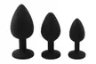 3pcs/set Silicone Jeweled Anal Plugs Large Medium Mini Plated Stopper Beads - Second Medium