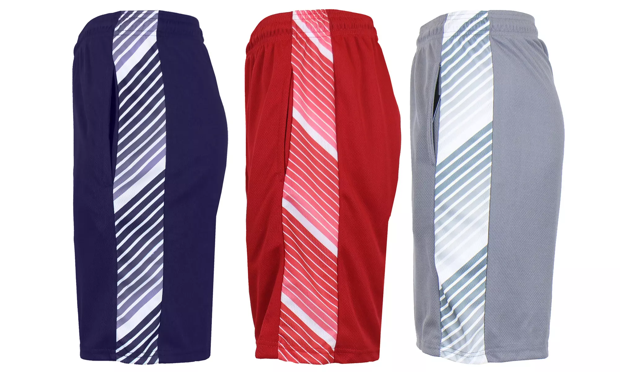 (3-Pack) Men's Moisture Wicking Performance Mesh Shorts With Side Trim Design