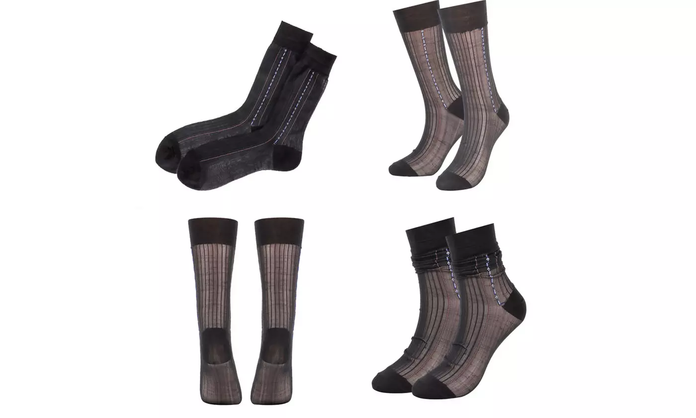 Mens Nylon Ultra Thin Dress Socks Silk Sheer Business Work Trouser Sock Mid Calf