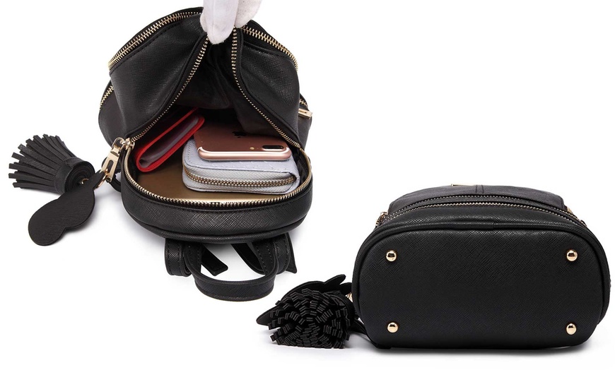 Image 9: Miss Lulu Double Zip Backpack