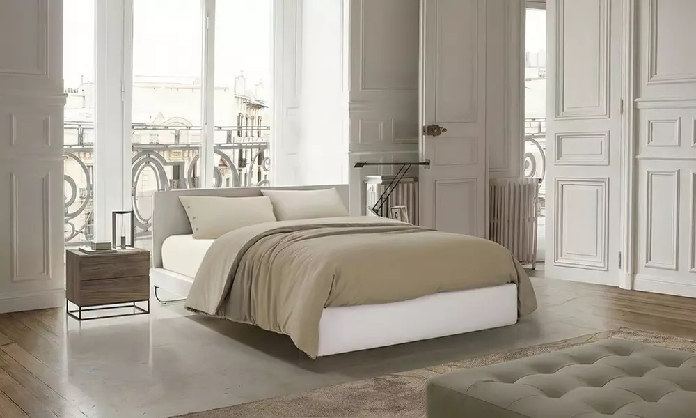 Parure copripiumino bicolore in cotone con federe