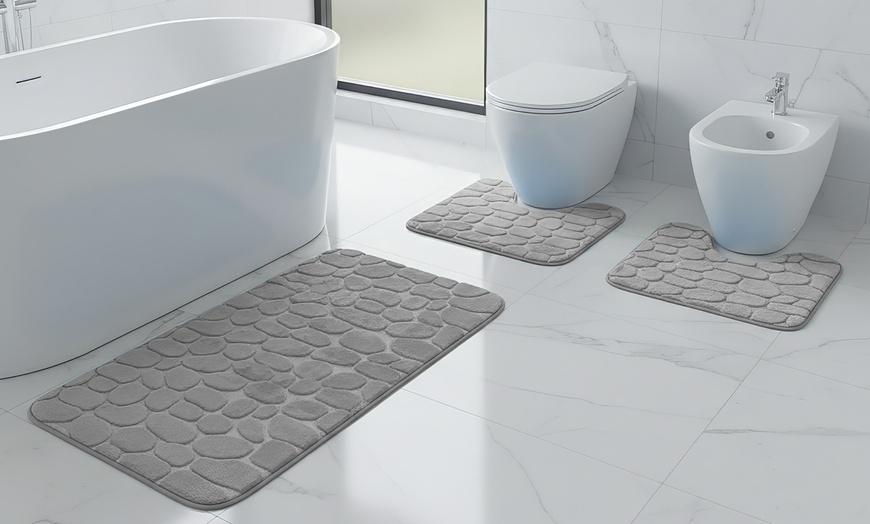Image 5: Ensemble de 3 tapis de bain antidérapants en mousse à mémoire de forme