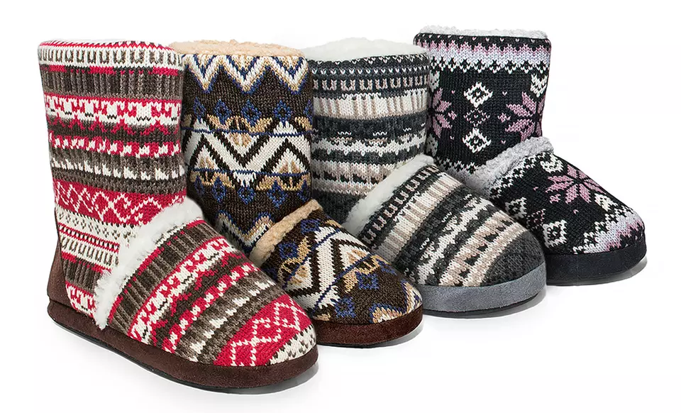 Muk Luks Women's Knit Sherpa Boot Slippers - Primary Image