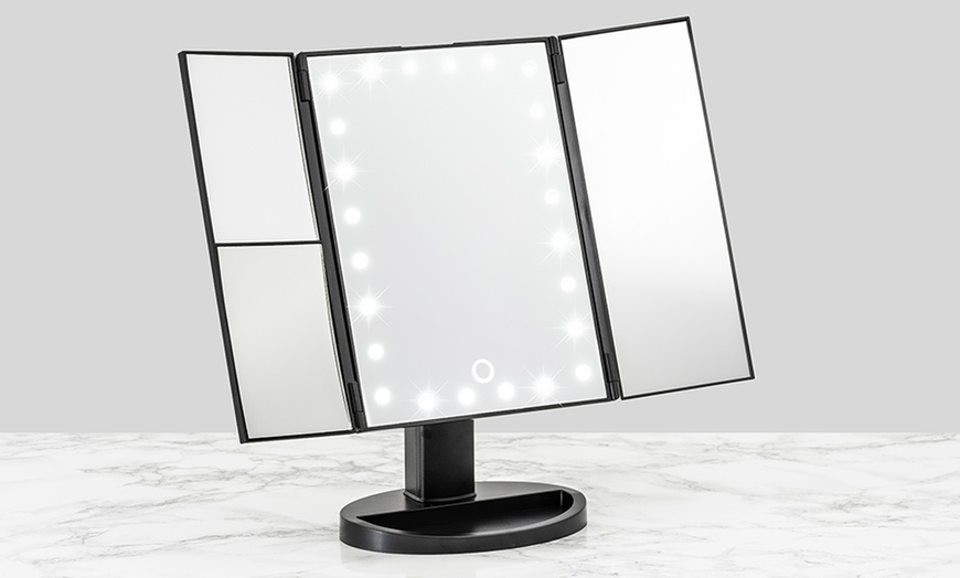 Image 3: GloBrite Tri-Fold LED Mirror